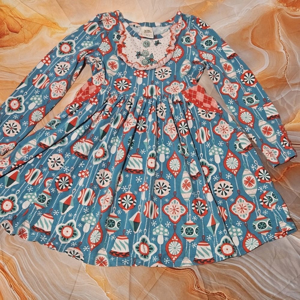 Wildflowers Tinsel Town Christmas Holiday Dress Girls Size 4 Toys Teal